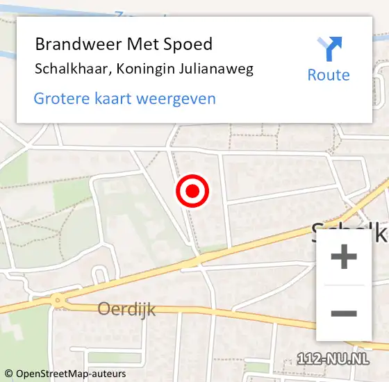 Locatie op kaart van de 112 melding: Brandweer Met Spoed Naar Schalkhaar, Koningin Julianaweg op 29 juni 2015 21:43