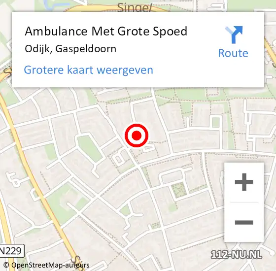 Locatie op kaart van de 112 melding: Ambulance Met Grote Spoed Naar Odijk, Gaspeldoorn op 12 november 2013 14:45