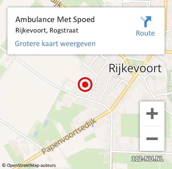 Locatie op kaart van de 112 melding: Ambulance Met Spoed Naar Rijkevoort, Rogstraat op 29 juni 2015 22:32