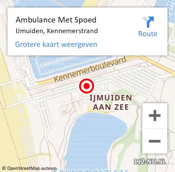 Locatie op kaart van de 112 melding: Ambulance Met Spoed Naar IJmuiden, Kennemerstrand op 29 juni 2015 23:58