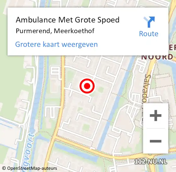 Locatie op kaart van de 112 melding: Ambulance Met Grote Spoed Naar Purmerend, Meerkoethof op 30 juni 2015 00:30