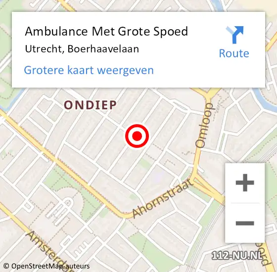 Locatie op kaart van de 112 melding: Ambulance Met Grote Spoed Naar Utrecht, Boerhaavelaan op 30 juni 2015 00:40