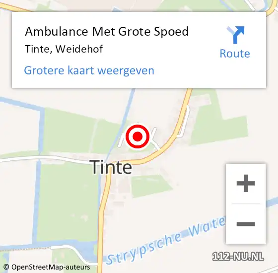 Locatie op kaart van de 112 melding: Ambulance Met Grote Spoed Naar Tinte, Weidehof op 30 juni 2015 02:06