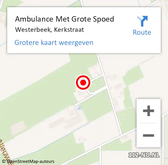 Locatie op kaart van de 112 melding: Ambulance Met Grote Spoed Naar Westerbeek, Kerkstraat op 30 juni 2015 03:05