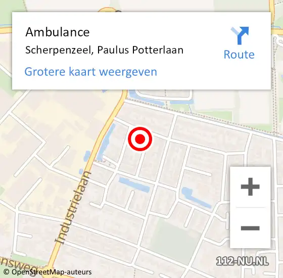 Locatie op kaart van de 112 melding: Ambulance Scherpenzeel, Paulus Potterlaan op 30 juni 2015 03:27