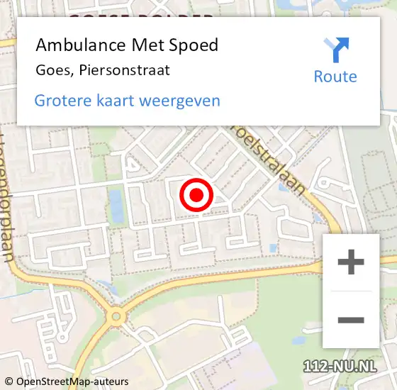 Locatie op kaart van de 112 melding: Ambulance Met Spoed Naar Goes, Piersonstraat op 30 juni 2015 03:36