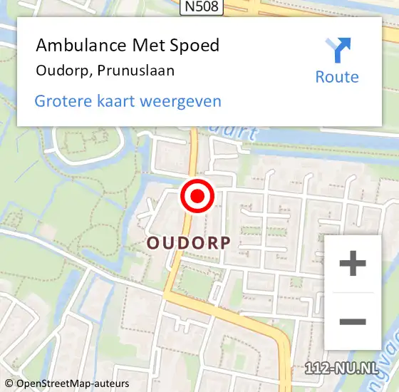 Locatie op kaart van de 112 melding: Ambulance Met Spoed Naar Oudorp, Prunuslaan op 30 juni 2015 04:29