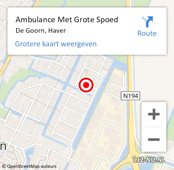 Locatie op kaart van de 112 melding: Ambulance Met Grote Spoed Naar De Goorn, Haver op 30 juni 2015 04:33