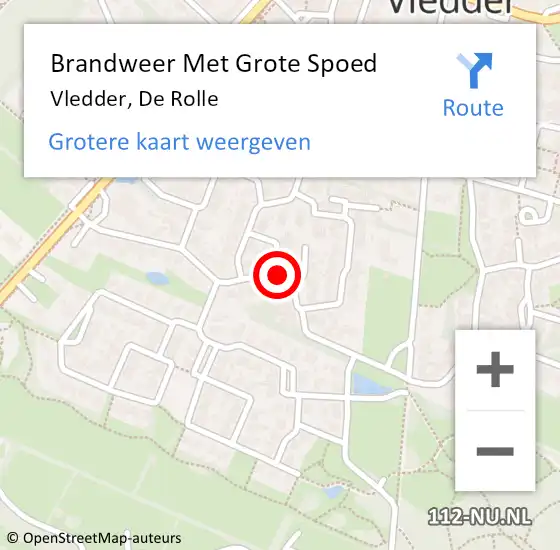 Locatie op kaart van de 112 melding: Brandweer Met Grote Spoed Naar Vledder, De Rolle op 30 juni 2015 04:41