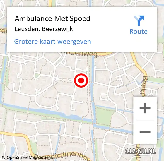 Locatie op kaart van de 112 melding: Ambulance Met Spoed Naar Leusden, Beerzewijk op 30 juni 2015 08:27