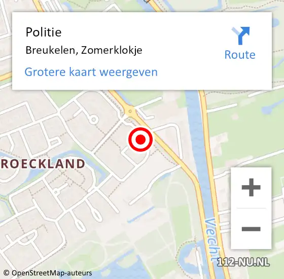 Locatie op kaart van de 112 melding: Politie Breukelen, Zomerklokje op 30 juni 2015 08:56