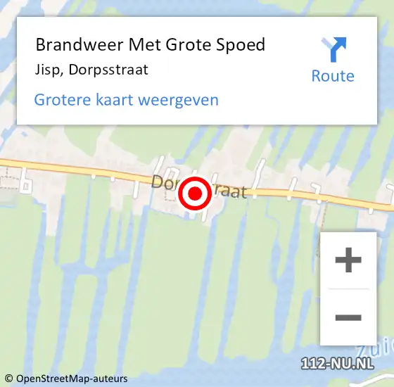 Locatie op kaart van de 112 melding: Brandweer Met Grote Spoed Naar Jisp, Dorpsstraat op 30 juni 2015 09:52