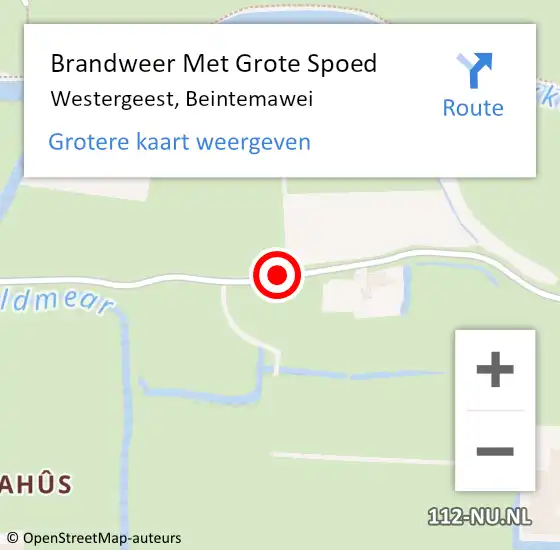 Locatie op kaart van de 112 melding: Brandweer Met Grote Spoed Naar Westergeest, Beintemawei op 30 juni 2015 10:11