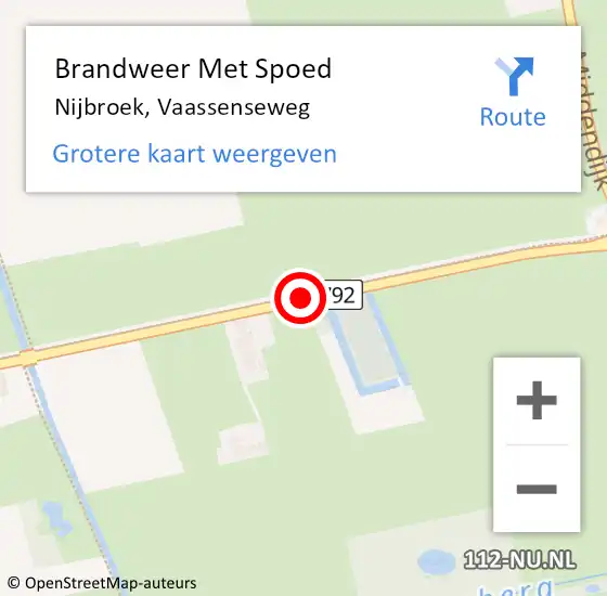 Locatie op kaart van de 112 melding: Brandweer Met Spoed Naar Nijbroek, Vaassenseweg op 30 juni 2015 10:42