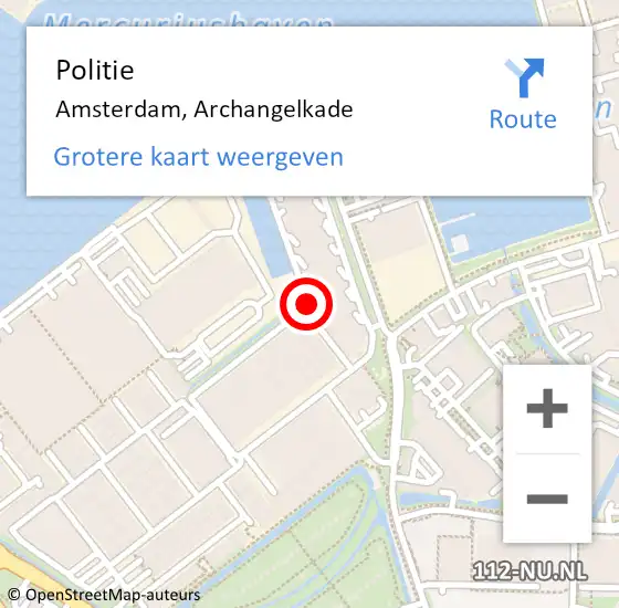 Locatie op kaart van de 112 melding: Politie Amsterdam, Archangelkade op 30 juni 2015 10:57