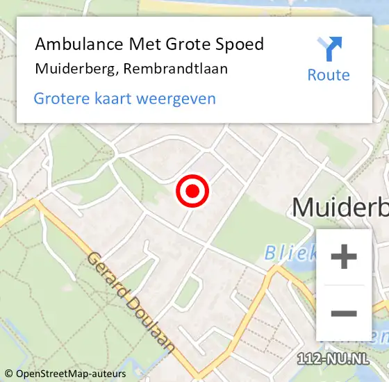 Locatie op kaart van de 112 melding: Ambulance Met Grote Spoed Naar Muiderberg, Rembrandtlaan op 30 juni 2015 11:28