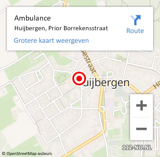 Locatie op kaart van de 112 melding: Ambulance Huijbergen, Prior Borrekensstraat op 30 juni 2015 13:21
