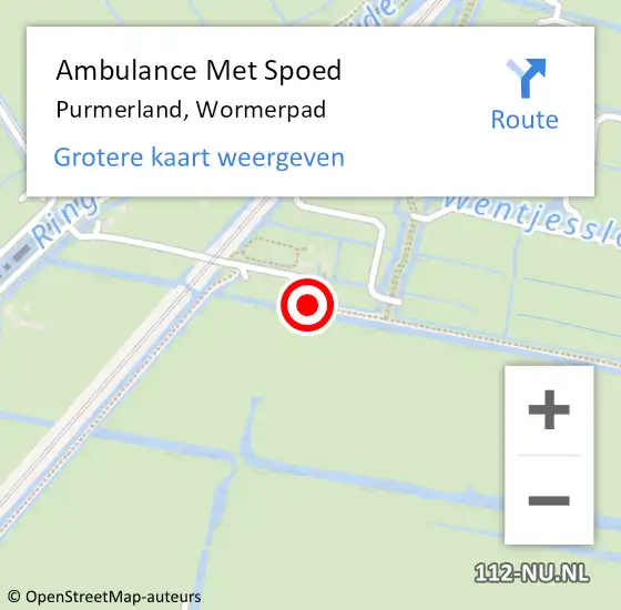 Locatie op kaart van de 112 melding: Ambulance Met Spoed Naar Purmerland, Wormerpad op 30 juni 2015 13:43