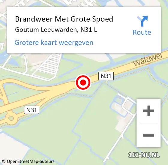 Locatie op kaart van de 112 melding: Brandweer Met Grote Spoed Naar Goutum Leeuwarden, N31 L op 30 juni 2015 13:50