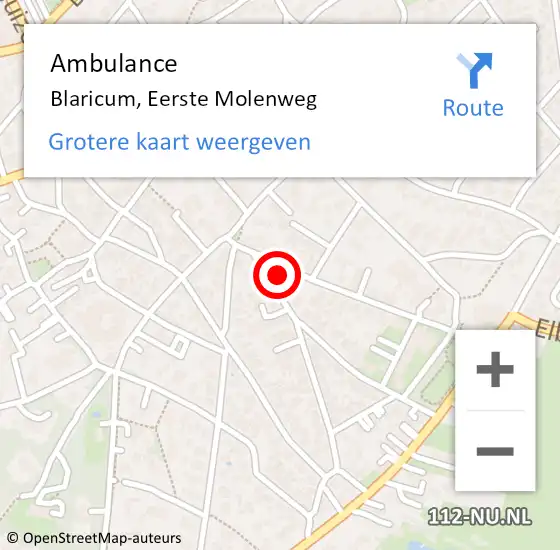 Locatie op kaart van de 112 melding: Ambulance Blaricum, Eerste Molenweg op 30 juni 2015 14:06