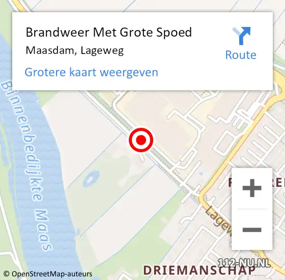 Locatie op kaart van de 112 melding: Brandweer Met Grote Spoed Naar Maasdam, Lageweg op 30 juni 2015 14:14