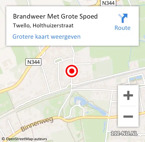 Locatie op kaart van de 112 melding: Brandweer Met Grote Spoed Naar Twello, Holthuizerstraat op 30 juni 2015 15:25