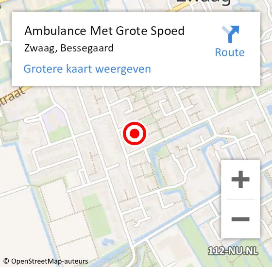 Locatie op kaart van de 112 melding: Ambulance Met Grote Spoed Naar Zwaag, Bessegaard op 12 november 2013 16:02