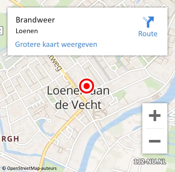 Locatie op kaart van de 112 melding: Brandweer Loenen op 30 juni 2015 16:20