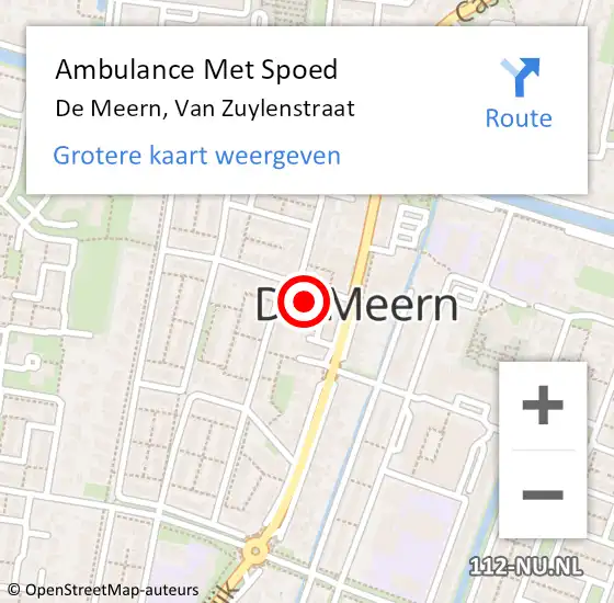 Locatie op kaart van de 112 melding: Ambulance Met Spoed Naar De Meern, Van Zuylenstraat op 30 juni 2015 16:33
