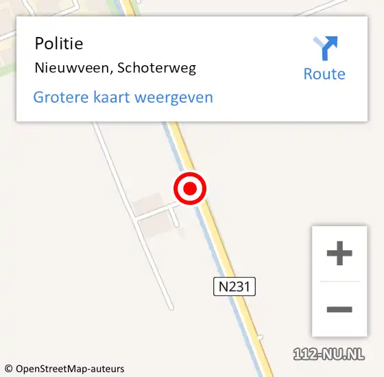 Locatie op kaart van de 112 melding: Politie Nieuwveen, Schoterweg op 30 juni 2015 17:21