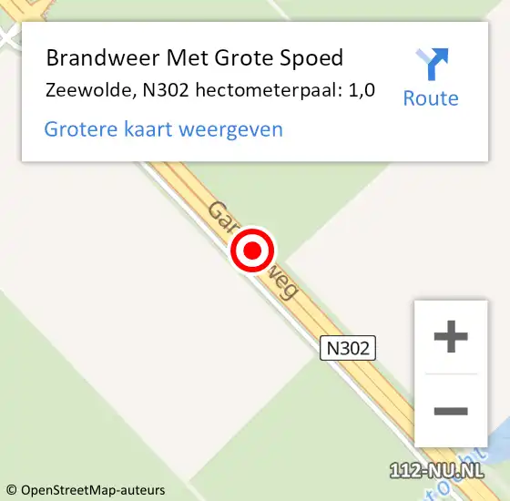 Locatie op kaart van de 112 melding: Brandweer Met Grote Spoed Naar Zeewolde, N302 hectometerpaal: 1,0 op 30 juni 2015 17:21