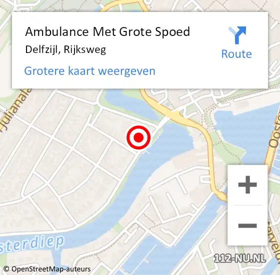 Locatie op kaart van de 112 melding: Ambulance Met Grote Spoed Naar Delfzijl, Rijksweg op 12 november 2013 16:24