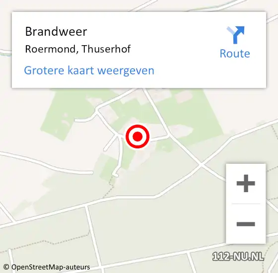 Locatie op kaart van de 112 melding: Brandweer Roermond, Thuserhof op 30 juni 2015 18:39