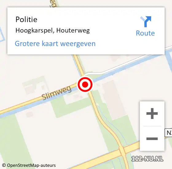 Locatie op kaart van de 112 melding: Politie Hoogkarspel, Houterweg op 30 juni 2015 18:49