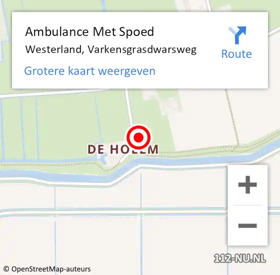 Locatie op kaart van de 112 melding: Ambulance Met Spoed Naar Westerland, Varkensgrasdwarsweg op 30 juni 2015 20:29