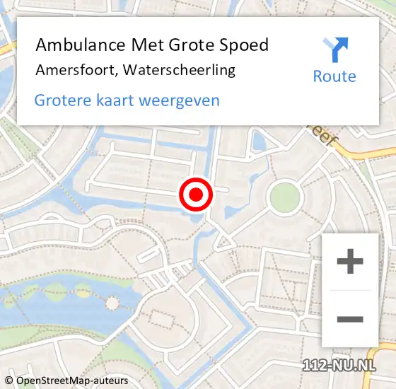 Locatie op kaart van de 112 melding: Ambulance Met Grote Spoed Naar Amersfoort, Waterscheerling op 30 juni 2015 21:10