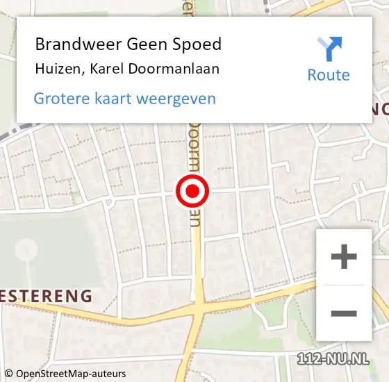 Locatie op kaart van de 112 melding: Brandweer Geen Spoed Naar Huizen, Karel Doormanlaan op 30 juni 2015 21:19