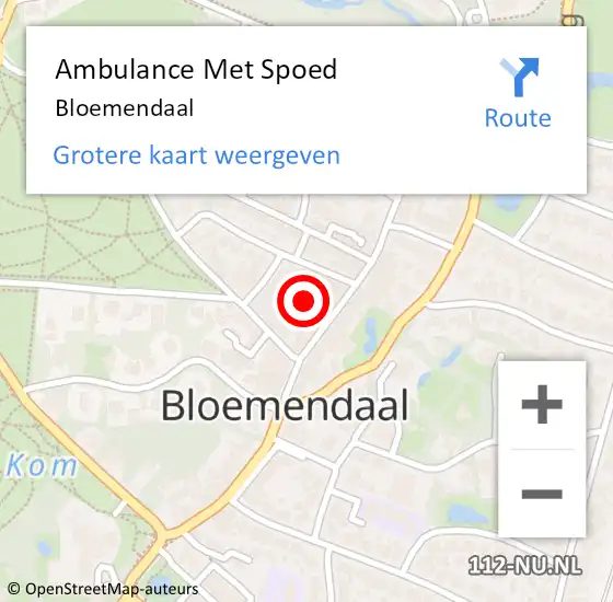 Locatie op kaart van de 112 melding: Ambulance Met Spoed Naar Bloemendaal, Duin En Beeklaan op 30 juni 2015 23:33