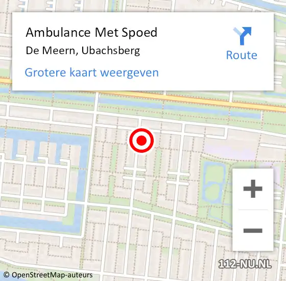 Locatie op kaart van de 112 melding: Ambulance Met Spoed Naar De Meern, Ubachsberg op 1 juli 2015 00:10