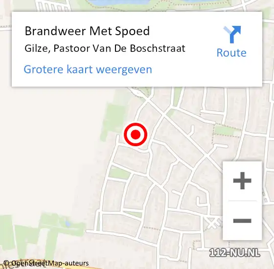Locatie op kaart van de 112 melding: Brandweer Met Spoed Naar Gilze, Pastoor Van De Boschstraat op 1 juli 2015 01:14