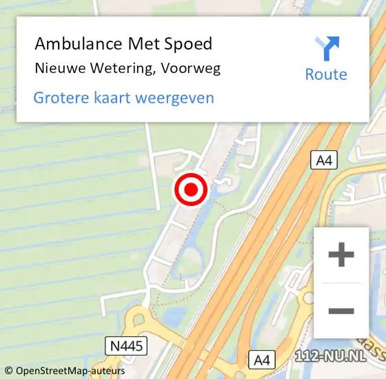 Locatie op kaart van de 112 melding: Ambulance Met Spoed Naar Nieuwe Wetering, Voorweg op 1 juli 2015 01:15