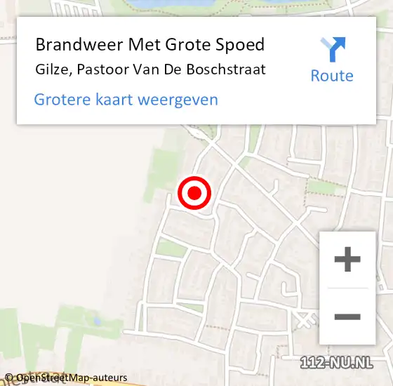 Locatie op kaart van de 112 melding: Brandweer Met Grote Spoed Naar Gilze, Pastoor Van De Boschstraat op 1 juli 2015 01:23