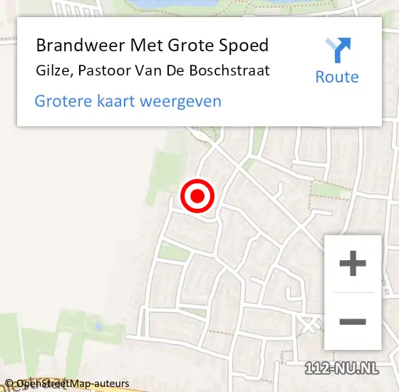 Locatie op kaart van de 112 melding: Brandweer Met Grote Spoed Naar Gilze, Pastoor Van De Boschstraat op 1 juli 2015 01:25