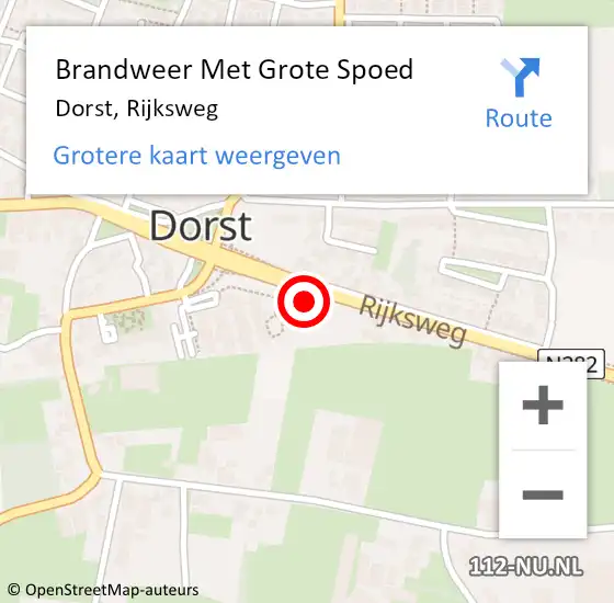 Locatie op kaart van de 112 melding: Brandweer Met Grote Spoed Naar Dorst, Rijksweg op 1 juli 2015 02:33