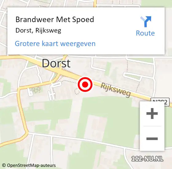 Locatie op kaart van de 112 melding: Brandweer Met Spoed Naar Dorst, Rijksweg op 1 juli 2015 03:05