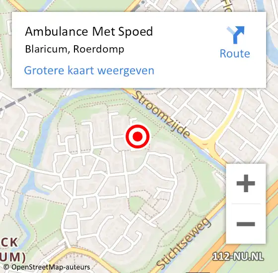 Locatie op kaart van de 112 melding: Ambulance Met Spoed Naar Blaricum, Roerdomp op 1 juli 2015 04:01