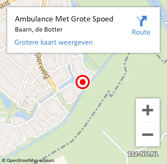 Locatie op kaart van de 112 melding: Ambulance Met Grote Spoed Naar Baarn, de Botter op 12 november 2013 16:54