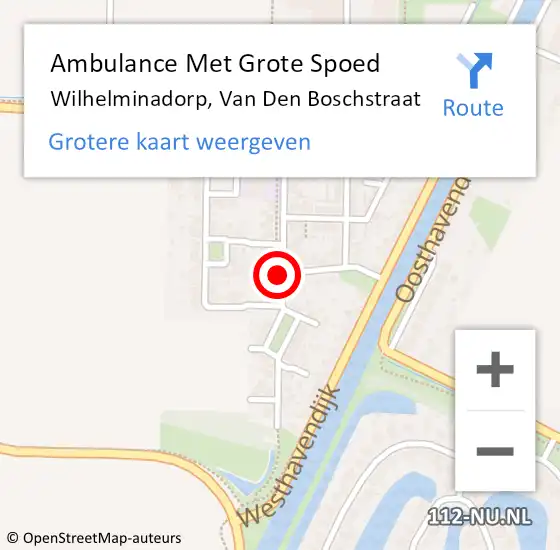 Locatie op kaart van de 112 melding: Ambulance Met Grote Spoed Naar Wilhelminadorp, Van Den Boschstraat op 1 juli 2015 05:34