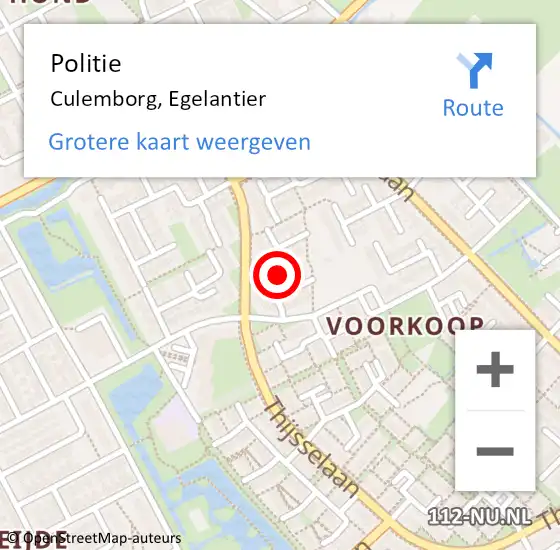 Locatie op kaart van de 112 melding: Politie Culemborg, Egelantier op 12 november 2013 17:00