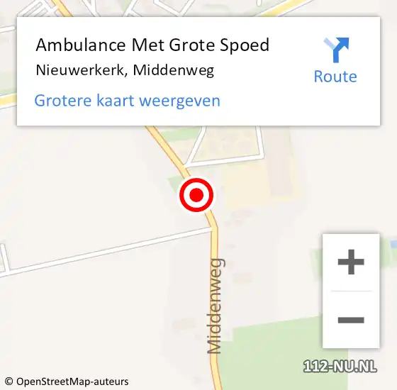 Locatie op kaart van de 112 melding: Ambulance Met Grote Spoed Naar Nieuwerkerk, Middenweg op 1 juli 2015 08:37